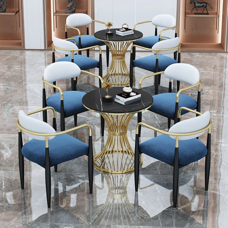 Tavolo da pranzo Glam finto marmo Tavolo da pranzo metallo per uso domestico Clearhalo