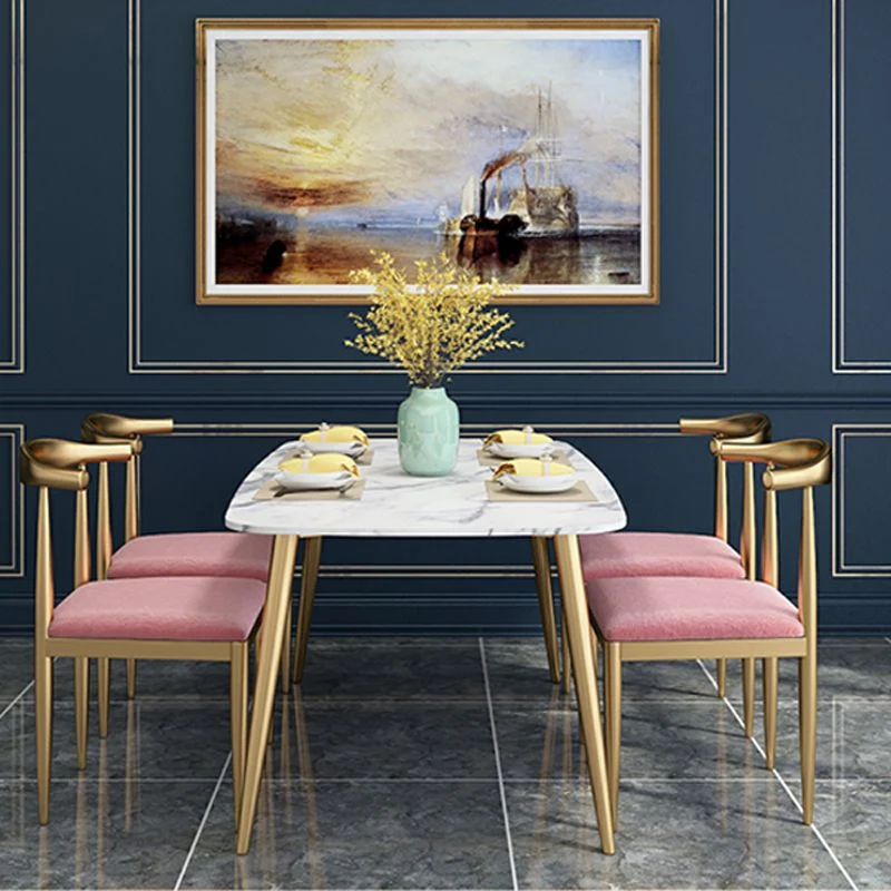 Tavolo da pranzo Glam 4 gambe con piano pietra e base metallo per sala da pranzo Clearhalo