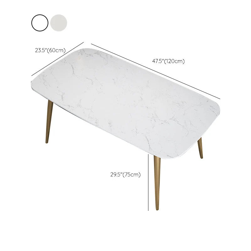 Tavolo da pranzo Glam 4 gambe con piano pietra e base metallo per sala da pranzo Clearhalo