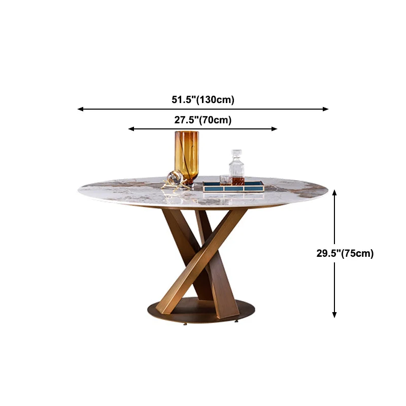 Tavolo da pranzo Glam pietra sinterizzata Tavolo da pranzo rotondo con base piedistallo Clearhalo
