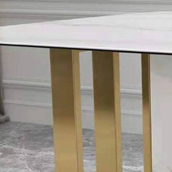 Tavolo da pranzo Glam rettangolare pietra sinterizzata con gambe metallo per uso domestico Clearhalo