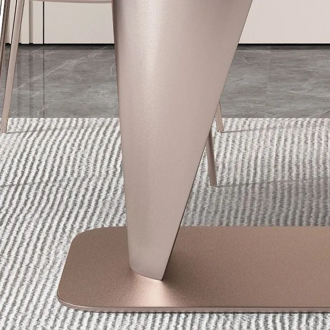 Tavolo da Pranzo Glam Rettangolare Tavolo Pietra Sinterizzata con Base Metallo per Cucina Clearhalo