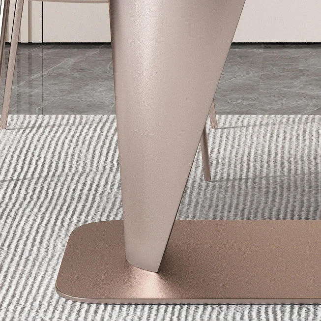 Tavolo da Pranzo Glam Rettangolare Tavolo Pietra Sinterizzata con Base Metallo per Cucina Clearhalo