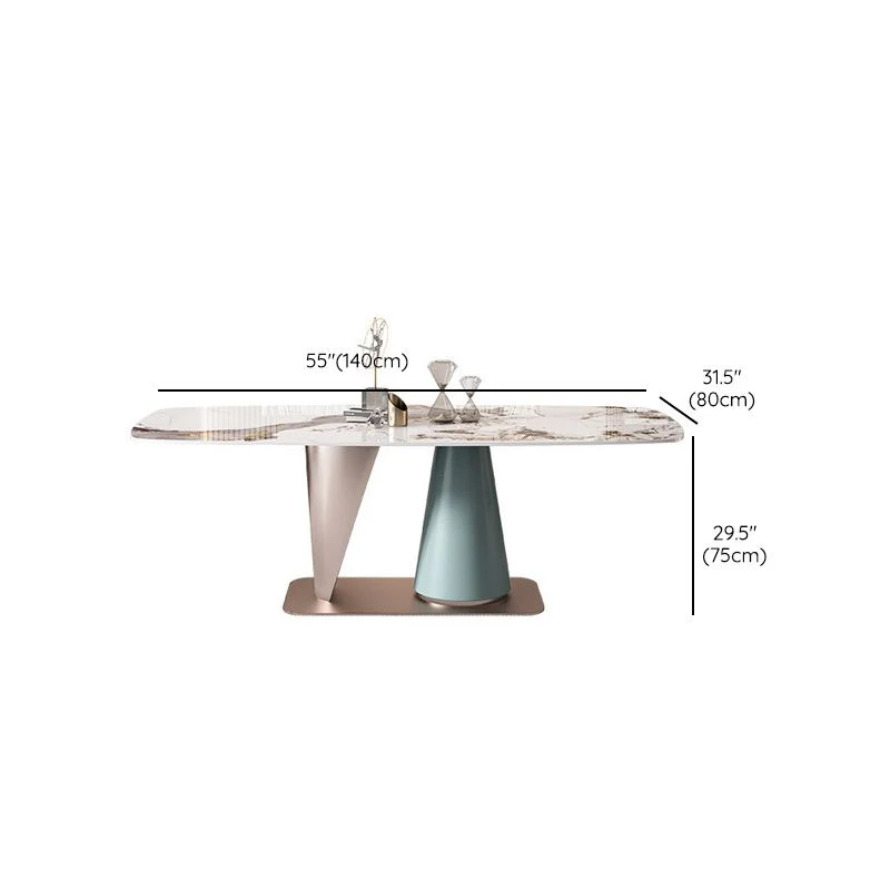 Tavolo da Pranzo Glam Rettangolare Tavolo Pietra Sinterizzata con Base Metallo per Cucina Clearhalo
