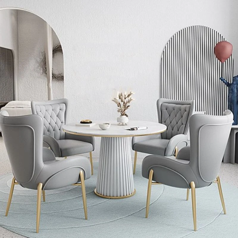 Tavolo da pranzo Glam Stone Tavolo rotondo ferro con base casual su piedistallo Clearhalo