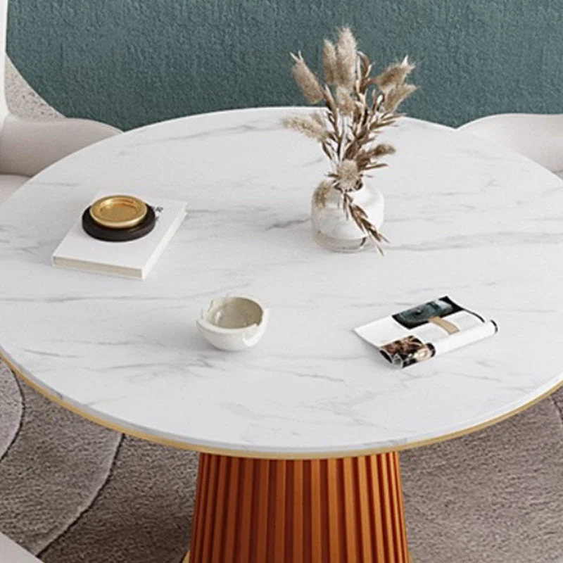 Tavolo da pranzo Glam Stone Tavolo rotondo ferro con base casual su piedistallo Clearhalo