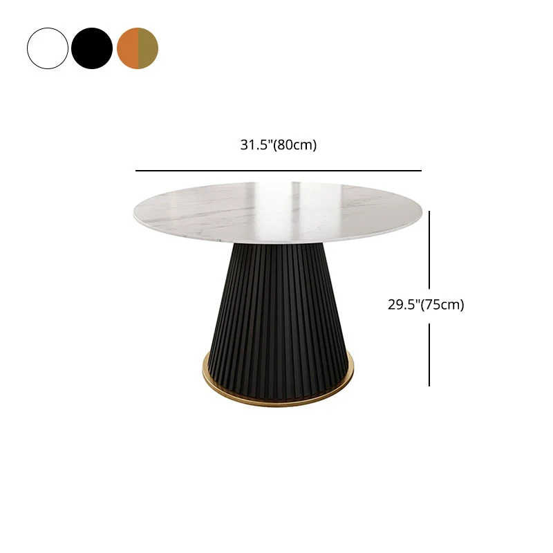 Tavolo da pranzo Glam Stone Tavolo rotondo ferro con base casual su piedistallo Clearhalo