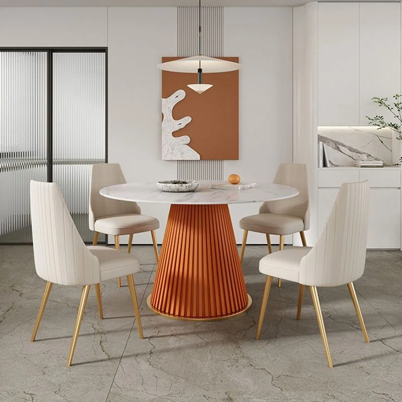 Tavolo da pranzo Glam Stone Tavolo rotondo ferro con base casual su piedistallo Clearhalo