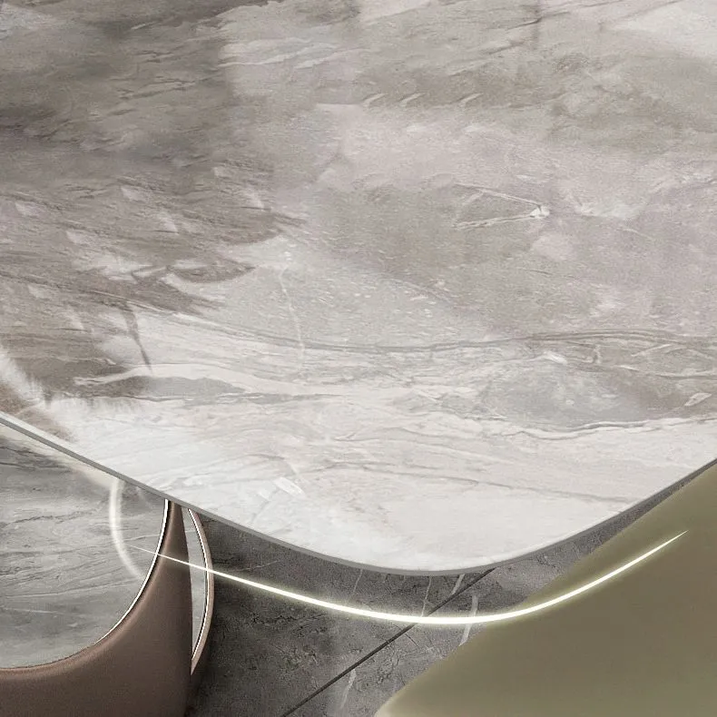 Tavolo da pranzo grigio lucido con base metallo Tavolo da pranzo tradizionale di lusso per la casa Clearhalo