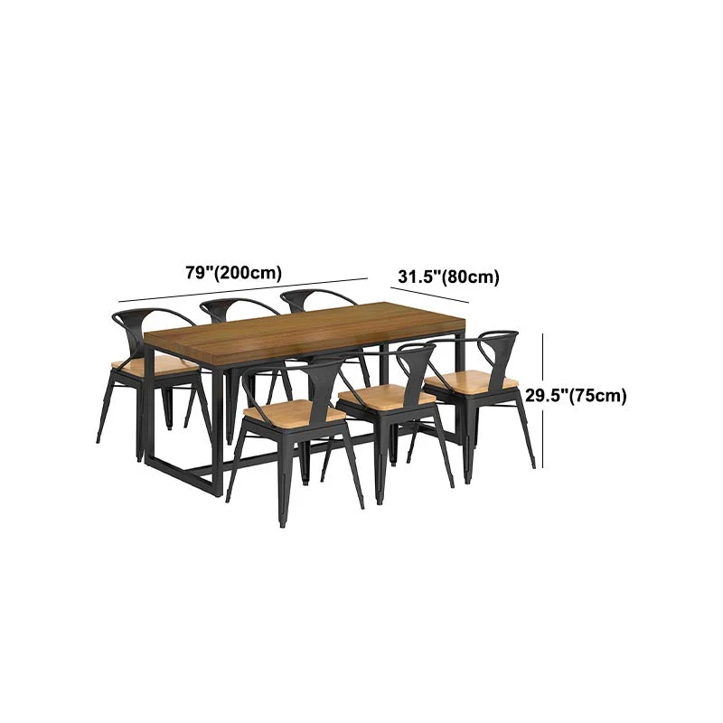 Tavolo da pranzo industriale con base cavalletto Tavolo da pranzo rettangolare legno massello senza sedia Clearhalo