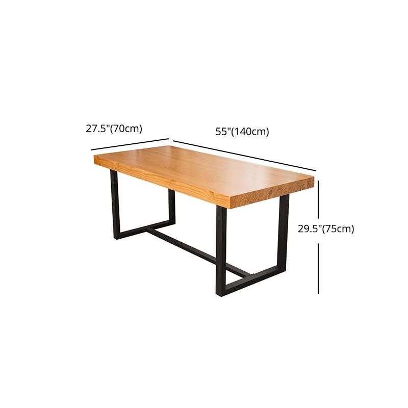 Tavolo da pranzo industriale con base cavalletto Tavolo da pranzo naturale e nero con piano legno Clearhalo