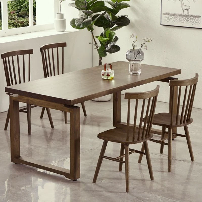 Tavolo da pranzo industriale con doppio piedistallo Tavolo legno di pino per sala da pranzo del bar Clearhalo