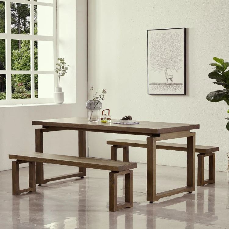 Tavolo da pranzo industriale con doppio piedistallo Tavolo legno di pino per sala da pranzo del bar Clearhalo