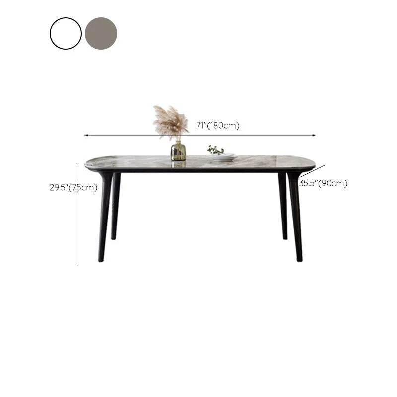 Tavolo da pranzo industriale con piano pietra sinterizzata Tavolo da dinette rettangolare con base legno Clearhalo