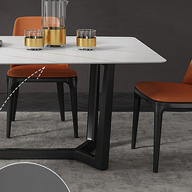 Tavolo da pranzo industriale con piano pietra sinterizzata Tavolo rettangolare con base cavalletto Clearhalo