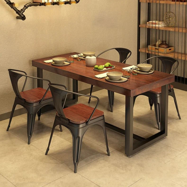 Tavolo da pranzo industriale con tavolo da pranzo rettangolare legno per cucina Clearhalo