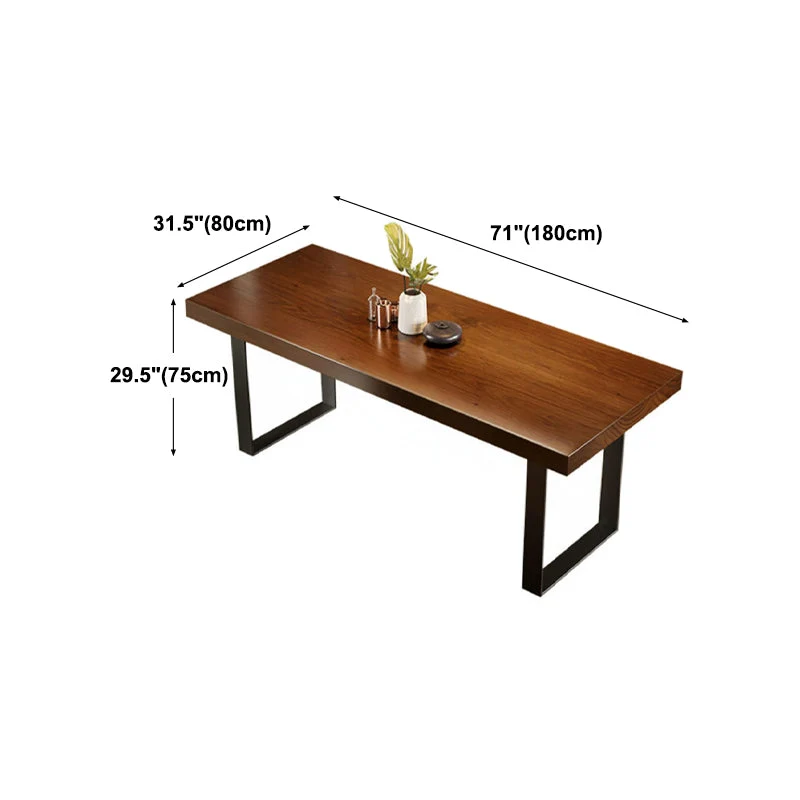Tavolo da pranzo industriale con tavolo da pranzo rettangolare legno con base slitta marrone Clearhalo