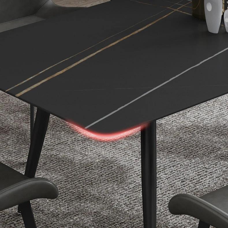 Tavolo da pranzo industriale con tavolo da pranzo rettangolare pietra nera per cucina Clearhalo