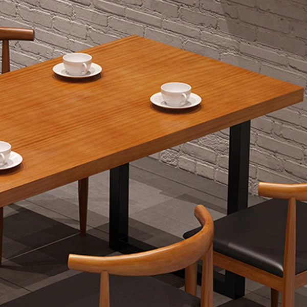 Tavolo da pranzo industriale legno con doppio piedistallo Tavolo rettangolare naturale Clearhalo