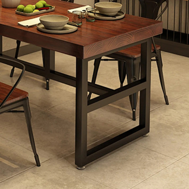 Tavolo da pranzo industriale legno massello Tavolo da pranzo marrone con struttura metallo Clearhalo