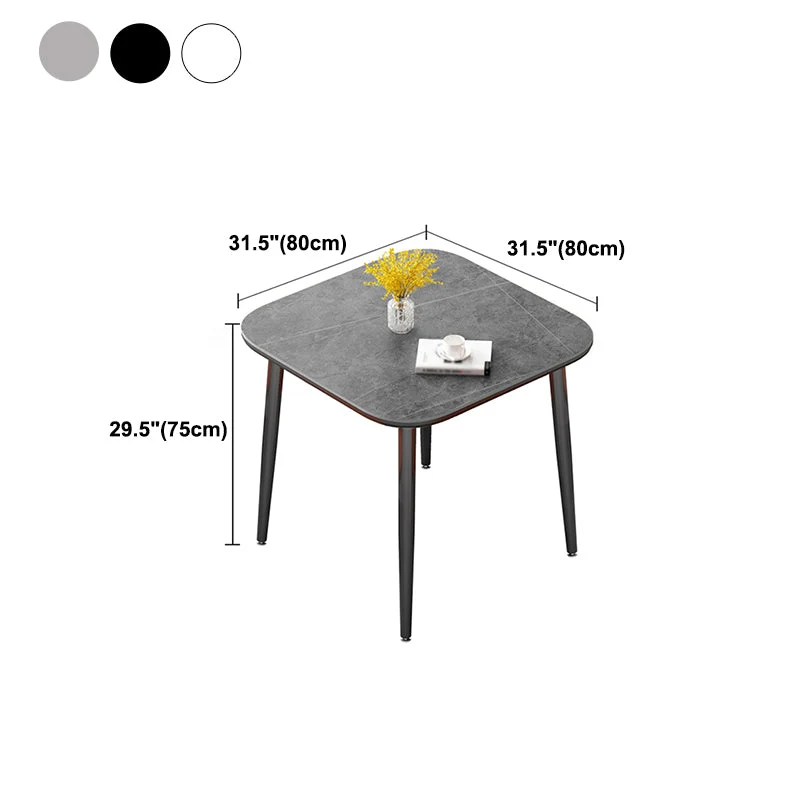 Tavolo da pranzo industriale metallo da 31,5 pollici Tavolo con piano pietra sinterizzata con 4 gambe Clearhalo