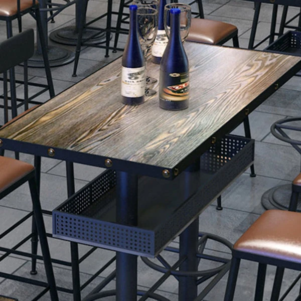 Tavolo da pranzo industriale metallo con accento bistrot Tavolo da bar marrone con contenitore Clearhalo
