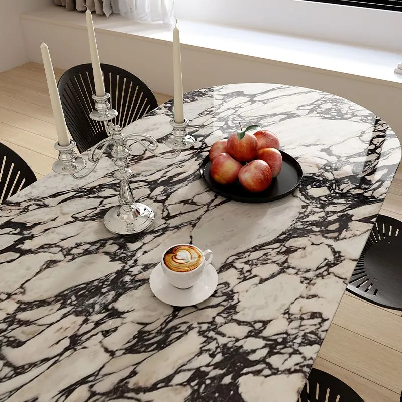 Tavolo da pranzo industriale ovale per sala da pranzo Tavolo da pranzo con doppio piedistallo Clearhalo