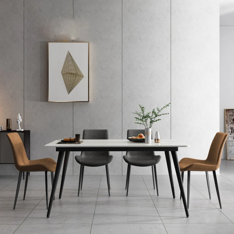 Tavolo da pranzo industriale pietra con tavolo da pranzo metallo per la casa Clearhalo