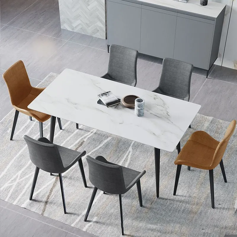 Tavolo da pranzo industriale pietra con tavolo da pranzo metallo per la casa Clearhalo