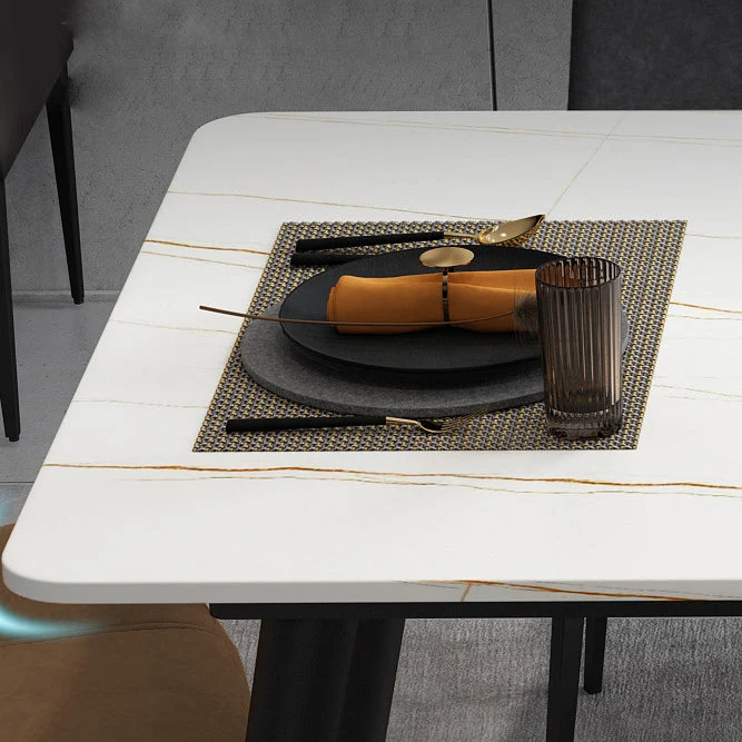 Tavolo da pranzo industriale pietra con tavolo da pranzo metallo per la casa Clearhalo