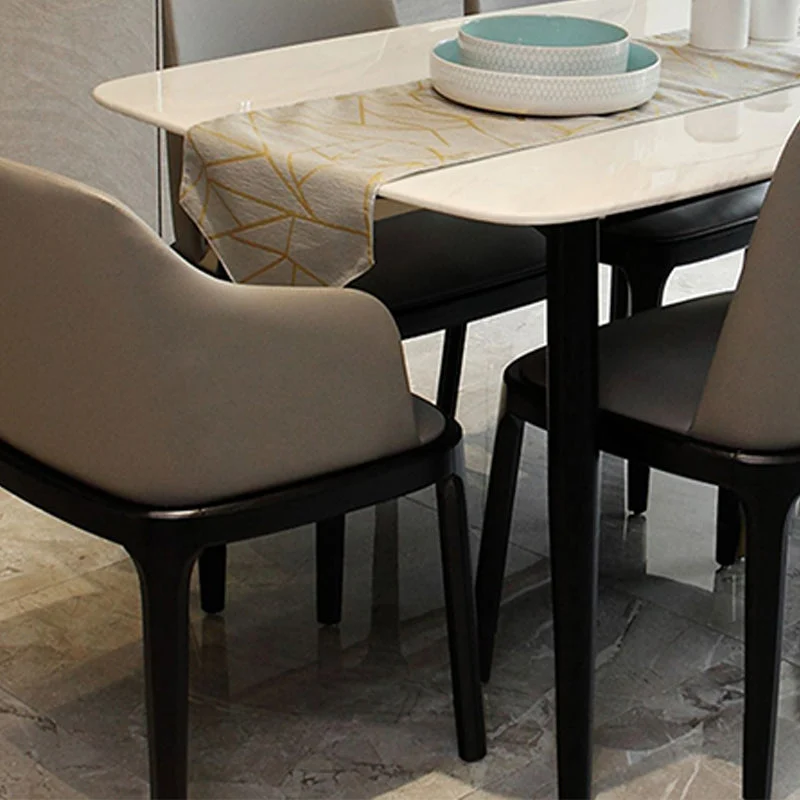 Tavolo da pranzo industriale pietra sinterizzata Tavolo rettangolare con 4 gambe legno Clearhalo
