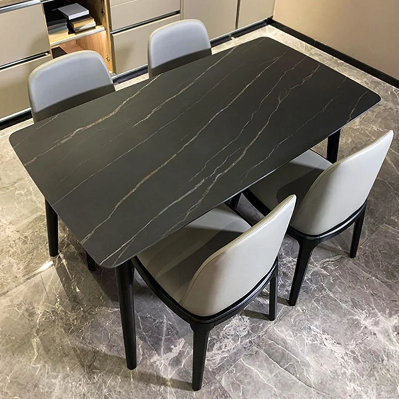 Tavolo da pranzo industriale pietra sinterizzata Tavolo rettangolare con 4 gambe legno Clearhalo