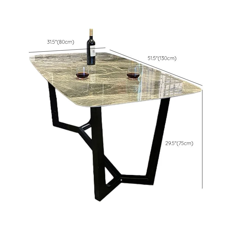 Tavolo da pranzo industriale pietra sinterizzata Tavolo rettangolare con base legno Clearhalo