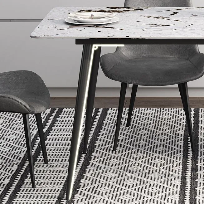 Tavolo da pranzo industriale rettangolare 4 gambe Tavolo fisso pietra sinterizzata Clearhalo