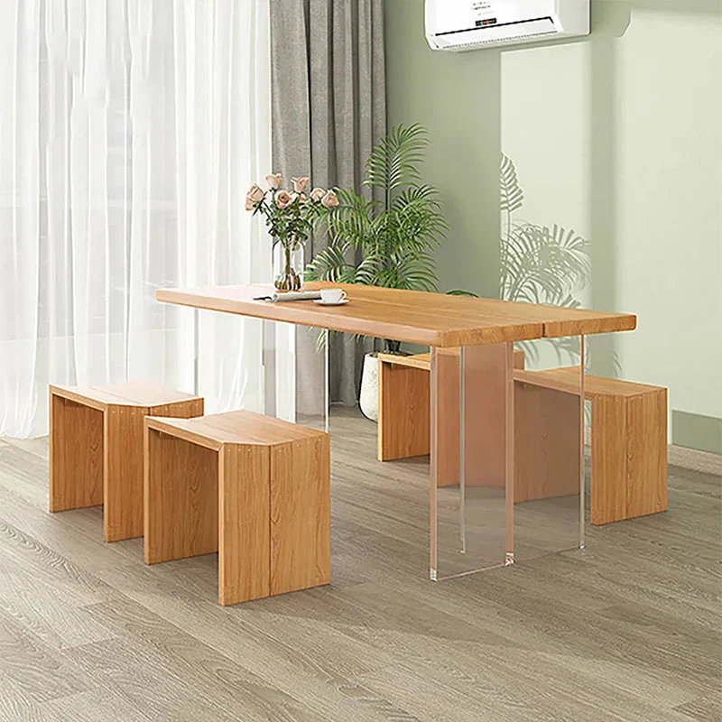 Tavolo da pranzo industriale rettangolare legno 1/5/7 pezzi Set da pranzo per soggiorno Clearhalo