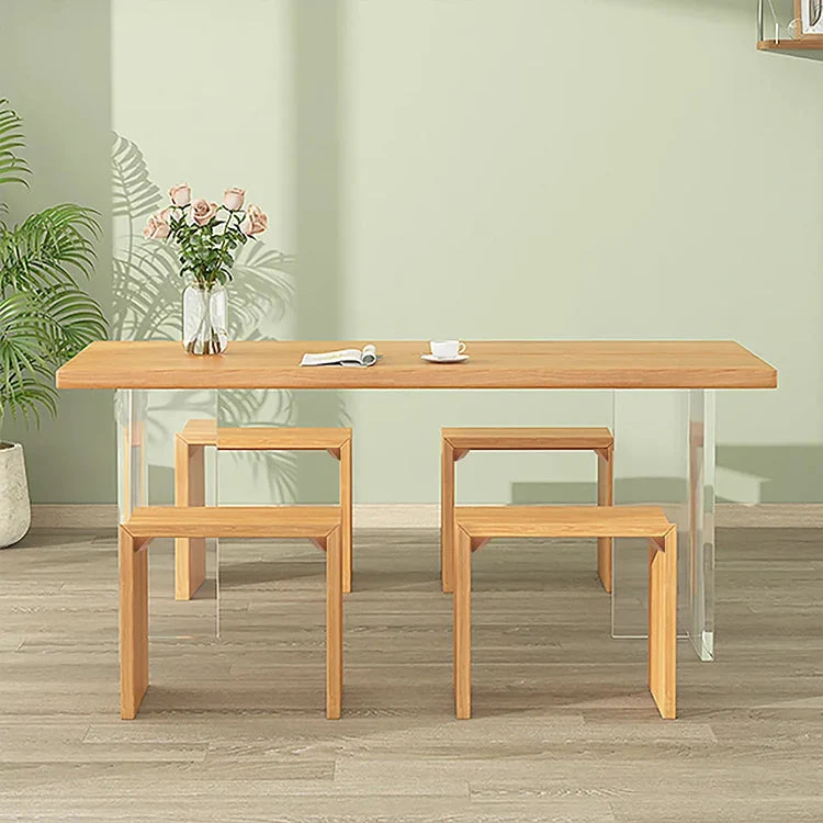 Tavolo da pranzo industriale rettangolare legno 1/5/7 pezzi Set da pranzo per soggiorno Clearhalo
