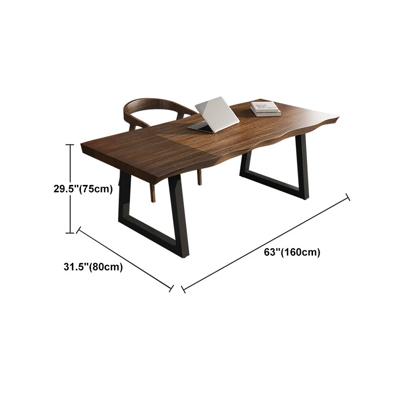 Tavolo da pranzo industriale rettangolare legno massello di altezza standard con doppio piedistallo Clearhalo