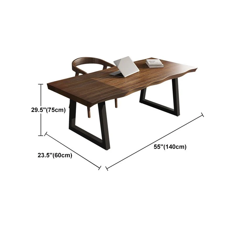 Tavolo da pranzo industriale rettangolare legno massello di altezza standard con doppio piedistallo Clearhalo