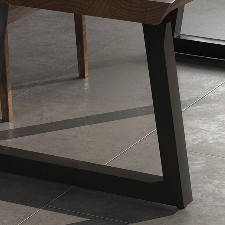 Tavolo da pranzo industriale rettangolare legno massello di altezza standard con doppio piedistallo Clearhalo