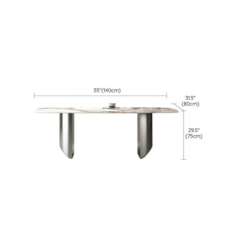 Tavolo da pranzo industriale rettangolare pietra sinterizzata con gambe metallo per cucina Clearhalo