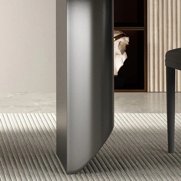 Tavolo da pranzo industriale rettangolare pietra sinterizzata con gambe metallo per cucina Clearhalo