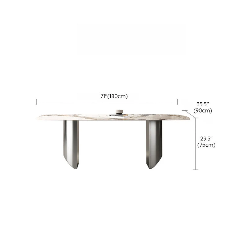 Tavolo da pranzo industriale rettangolare pietra sinterizzata con gambe metallo per cucina Clearhalo