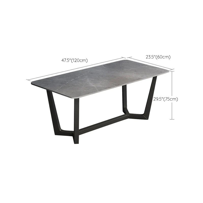 Tavolo da pranzo industriale rettangolare Tavolo pietra sinterizzata con gambe metallo per cucina Clearhalo