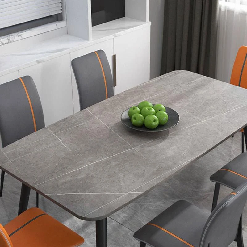 Tavolo da pranzo industriale rettangolare Tavolo da pranzo metallo con piano pietra grigio Clearhalo