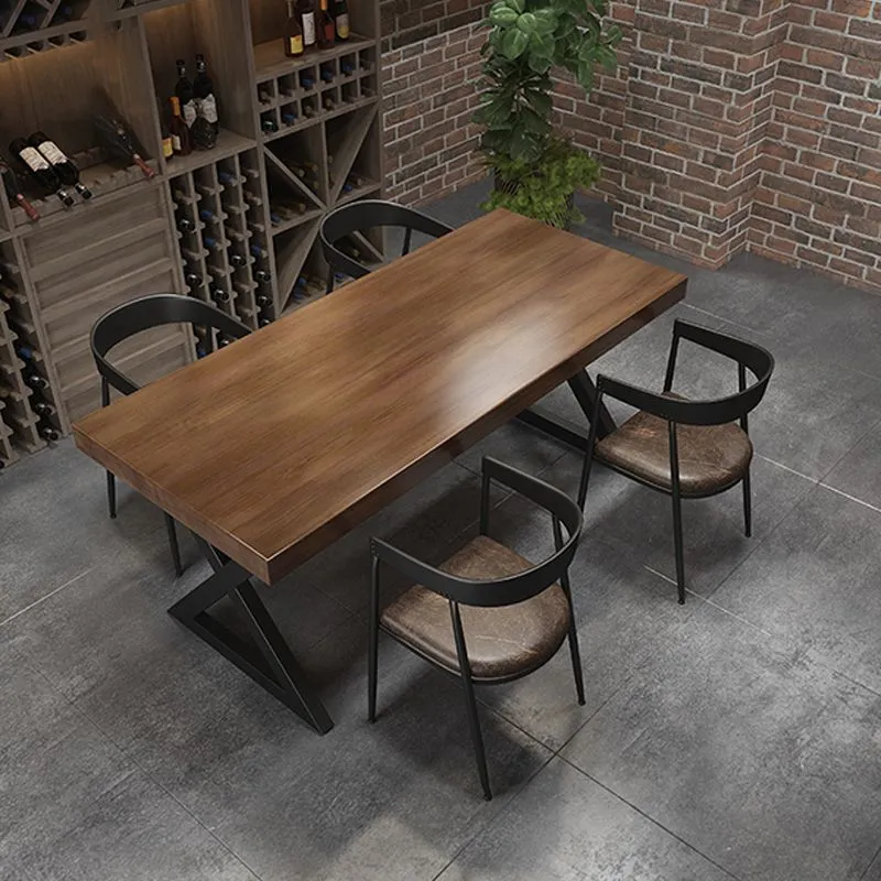 Tavolo da pranzo industriale rettangolare Tavolo da pranzo da pranzo con base slitta metallo nero Clearhalo