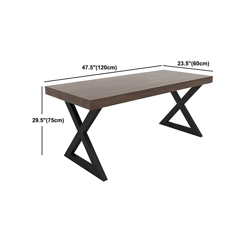 Tavolo da pranzo industriale rettangolare Tavolo da pranzo da pranzo con base slitta metallo nero Clearhalo