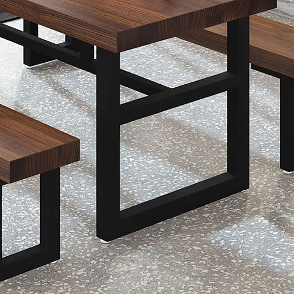Tavolo da pranzo industriale Tavolo da pranzo rettangolare legno massello marrone Clearhalo
