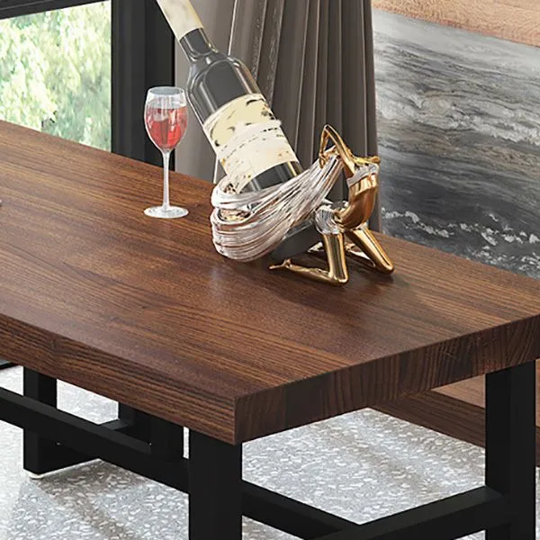 Tavolo da pranzo industriale Tavolo da pranzo rettangolare legno massello marrone Clearhalo