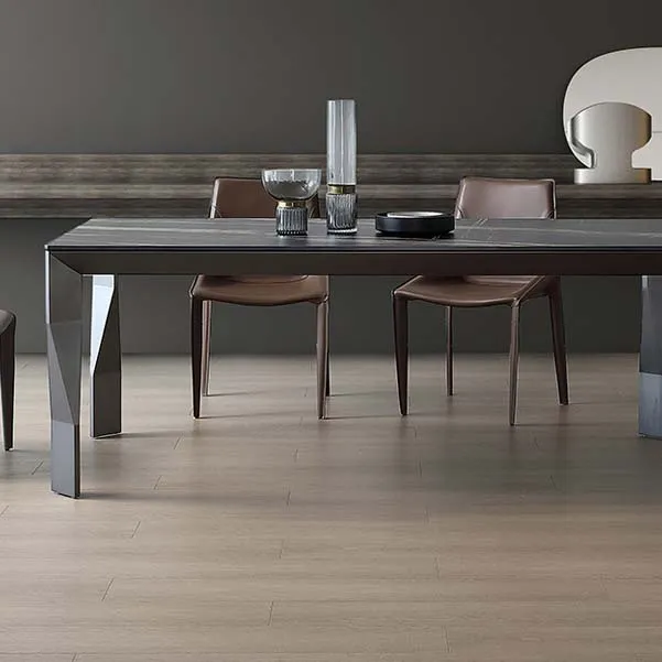 Tavolo da pranzo industriale Tavolo da pranzo rettangolare pietra sinterizzata per cucina Clearhalo