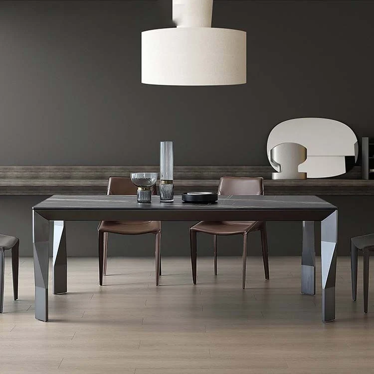 Tavolo da pranzo industriale Tavolo da pranzo rettangolare pietra sinterizzata per cucina Clearhalo